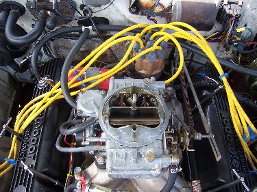 1967 Plymouth Satellite Top View Of Engine Without Air Cleaner and Holly 650 Carb